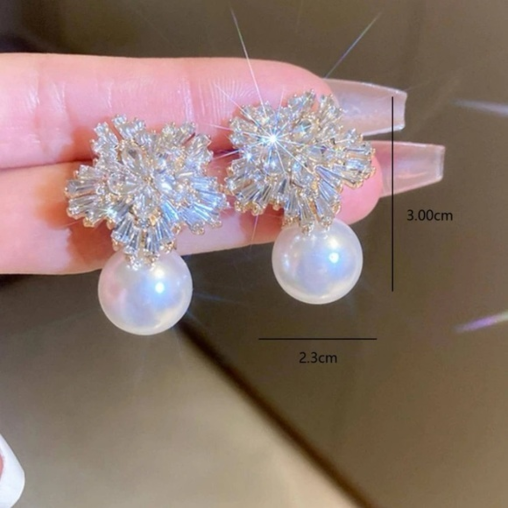 Rhinestone pearl stud earrings‎ for brides